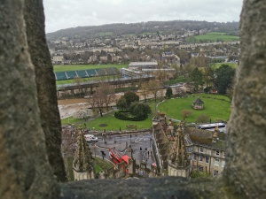 Blick vom Dach der Abtei von Bath
